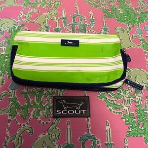 Scout 3 Way Toiletry cosmetic Bag in green and white stripes